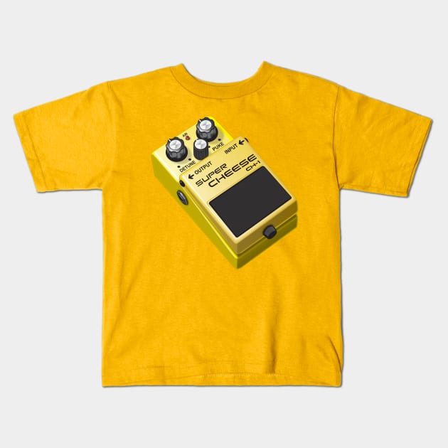 Super Cheese Guitar Pedal Kids T-Shirt by dcescott